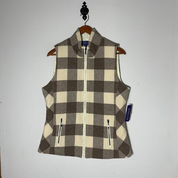 NWT! Womens Pendelton Buffalo Check Reversible Vest, Tan & Cream Size M - Picture 2 of 5